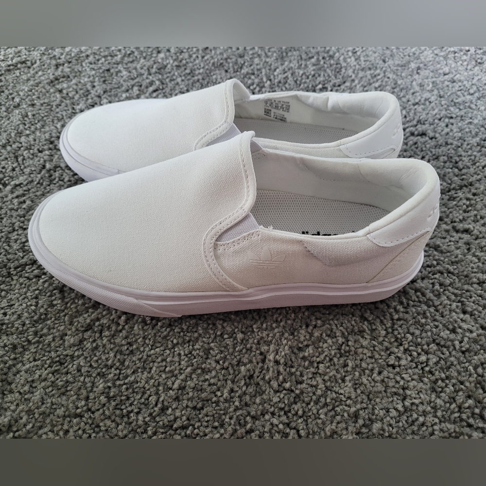 Adidas - NWOT - White slip on shoes women's size 7